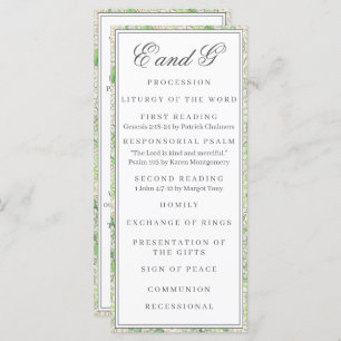 Watercolor Green and White Hydrangea Crest Program Menu
