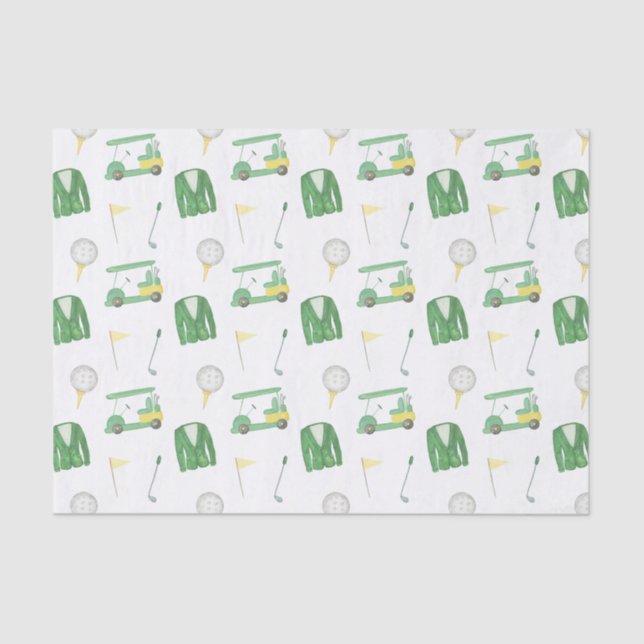 Watercolor Green and Yellow Golf Tournament  Tissue Paper (Front)