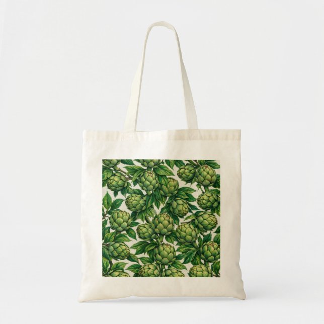 Watercolor Green Artichoke Botanical Pattern Tote Bag (Front)