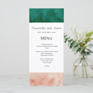 Watercolor Green Blush Pink Formal Modern Wedding Menu