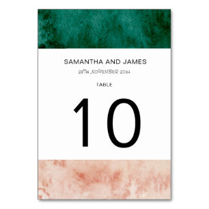 Watercolor Green Blush Pink Formal Wedding Table Number