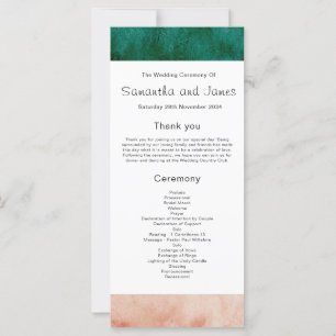 Watercolor Green Blush Pink Wedding Program