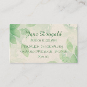 Watercolor Green Botanical Foliage Nature Leaves Business Card