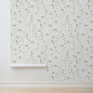 Watercolor Green Branches Leaves Botanical Garden Wallpaper