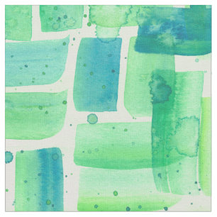 Watercolor Green Bricks Fabric