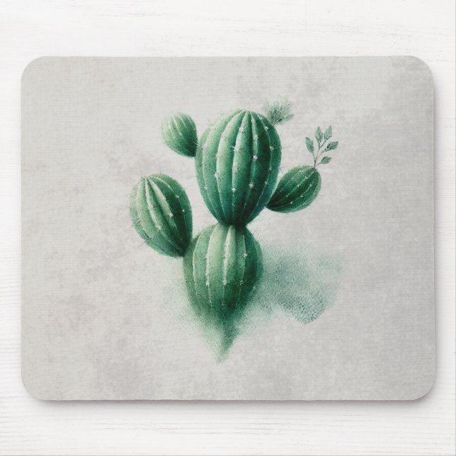 Watercolor Green Cactus Southwest Mouse Mat (Front)