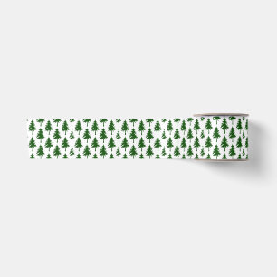 Watercolor Green Christmas Tree Satin Ribbon