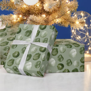 Watercolor Green Dots Modern Christmas Wrapping Paper