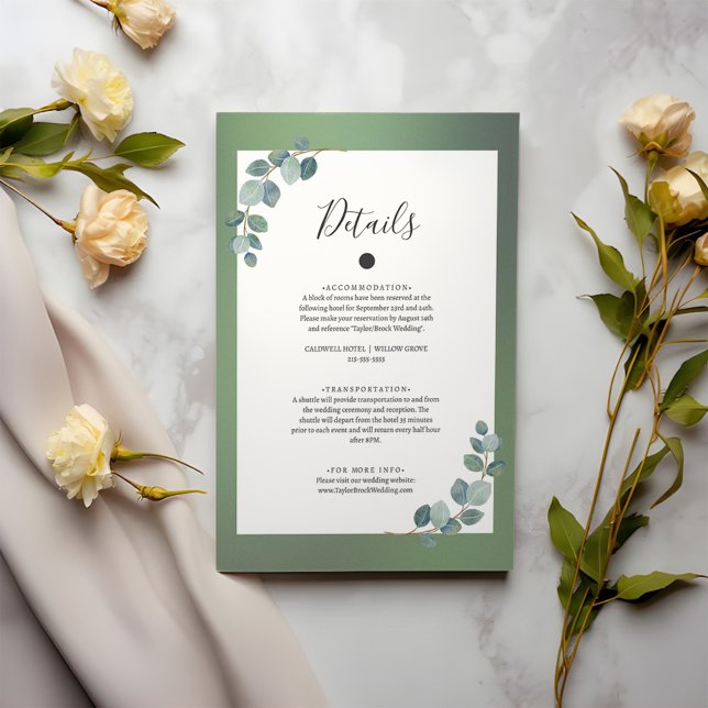Watercolor Green Eucalyptus Details Enclosure Card (Creator Uploaded)