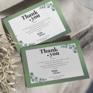 Watercolor Green Eucalyptus  Thank You Card