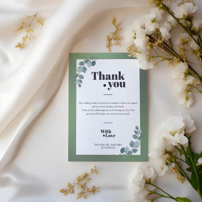 Watercolor Green Eucalyptus  Thank You Card (Creator Uploaded)