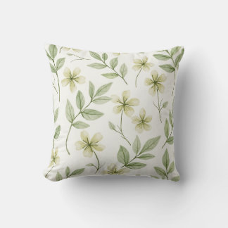 Watercolor green floral pattern  cushion