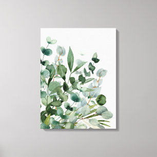 Watercolor Green Foliage Greenery Leaves Canvas Print