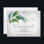 Watercolor Green Foliage Moving Announcement<br><div class="desc">Share your new address with timeless style using this flat watercolor green foliage moving announcement card. Featuring hand-painted greenery and clean modern typography, this elegant design is perfect for new homeowners, real estate closings, or housewarming mailers. Professionally printed on premium flat card stock, it's fully customisable with your personal details...</div>