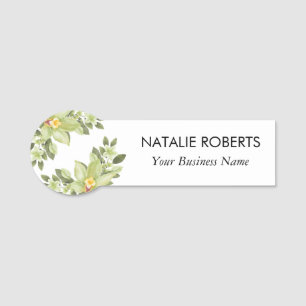 Watercolor Green Foliage Salon Name Tag