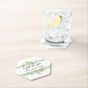 Watercolor Green Foliage Salon Paper Coaster