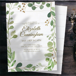 Watercolor Green Foliage Virtual Memorial Invitation