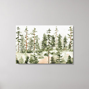 Watercolor Green Forest Canvas Print
