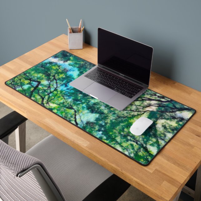 Watercolor Green Forest Desk Mat (Office 2)