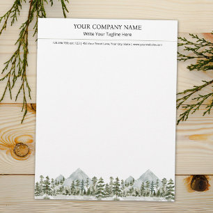 Watercolor Green Forest Nature Outdoor Business Custom Letterhead
