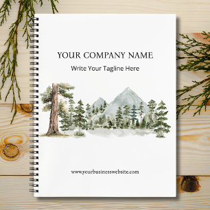 Watercolor Green Forest Nature Outdoor Business Notebook