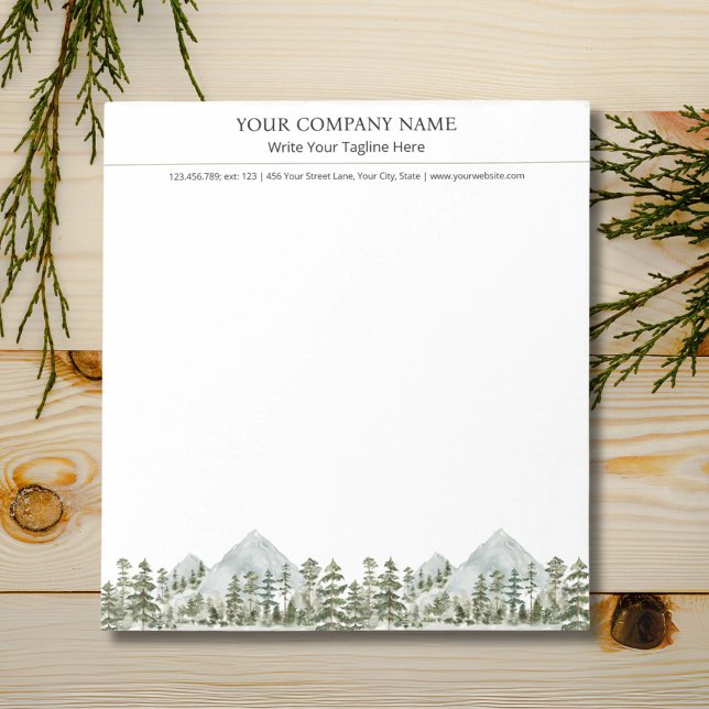 Watercolor Green Forest Nature Outdoor Business Notepad (Close up)