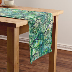 Watercolor Green Forest Pattern Short Table Runner