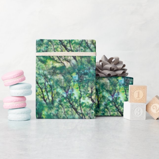 Watercolor Green Forest Pattern Wrapping Paper (Baby Shower)