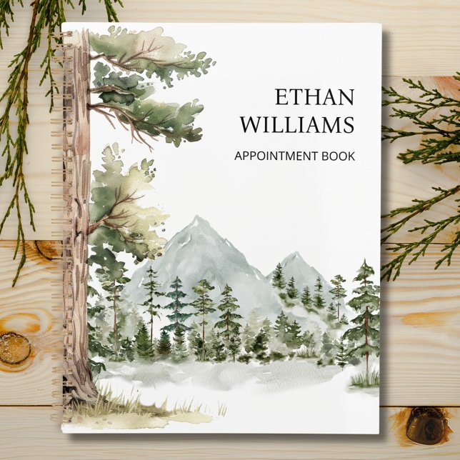 Watercolor Green Forest Personalised Appointment Planner (In situ)