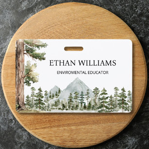 Watercolor Green Forest Personalised ID Badge