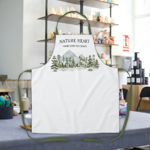 Watercolor Green Forest Personalized Business Apron