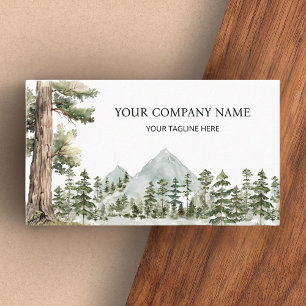 Watercolor Green Forest Personalized Outdoor Business Card