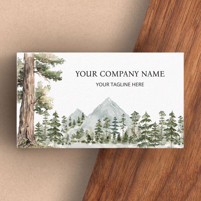 Watercolor Green Forest Personalized Outdoor Business Card (In situ)