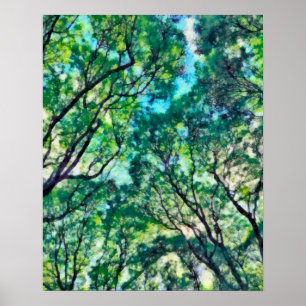 Watercolor Green Forest Poster