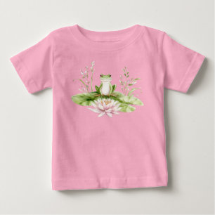 Watercolor Green Frog  Baby T-Shirt
