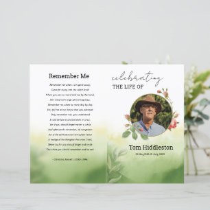 Watercolor Green Funeral Program Template