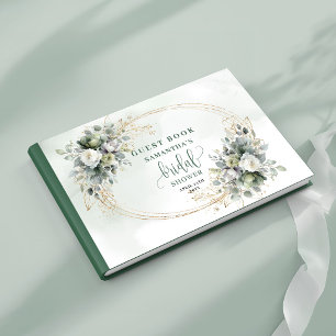 Watercolor Green Gold Bridal Shower Guest Book