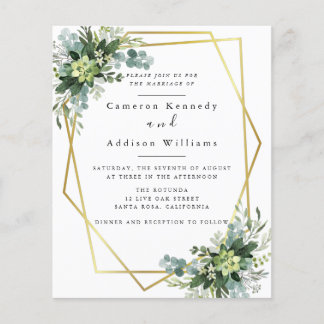 Watercolor Green Gold Eucalyptus Geometric Frame Flyer
