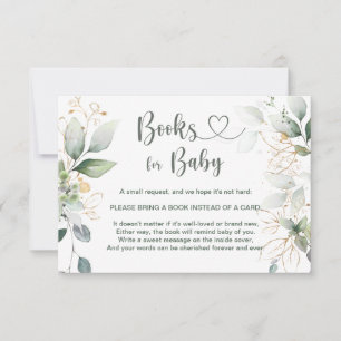Watercolor green & gold foliage Book for baby Invi Invitation