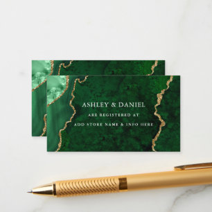 Watercolor Green Gold Marble Agate Geode Wedding Enclosure Card