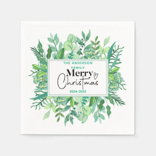 : Watercolor Green Grass – Festive Christmas Party Napkin
