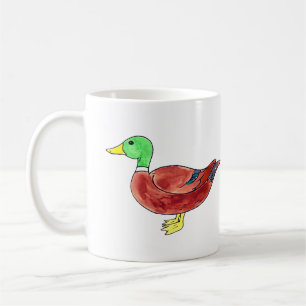 Watercolor Green Head Mallard Duck Coffee Mug