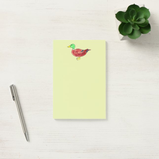 Watercolor Green Head Mallard Duck Post-it Notes (Office)