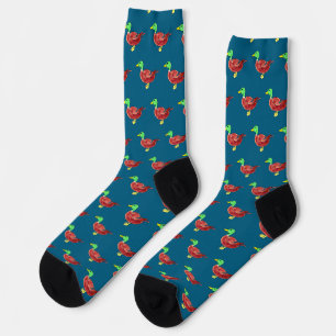 Watercolor Green Head Mallard Duck Socks