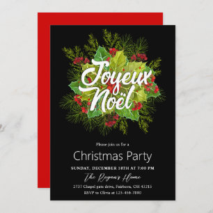 Watercolor Green Holly Christmas Holiday Party Invitation