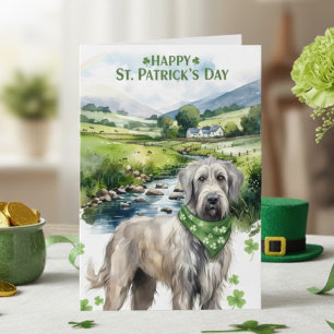 Watercolor Green Irish Wolfhound St. Patrick's Day Card