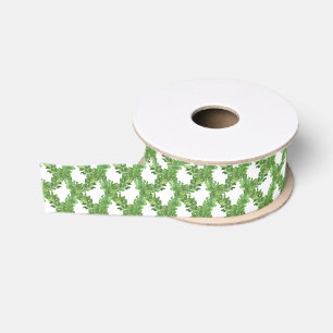 Watercolor Green Lattice Garland Grosgrain Ribbon