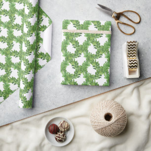 Watercolor Green Lattice Garland Wrapping Paper