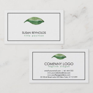 Watercolor Green Leaf Logo Business Card