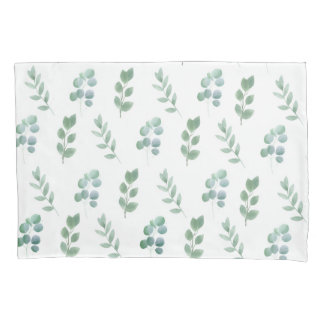 Watercolor Green Leaf Pattern – Elegant Botanical  Pillowcase